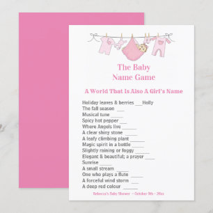 Baby shower rose Devant Invitation Jeu