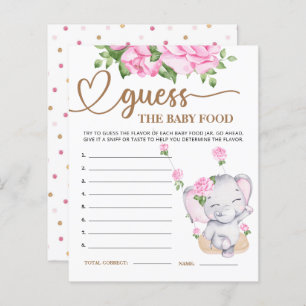 Baby shower rose Eléphant Guess the Baby Food Card