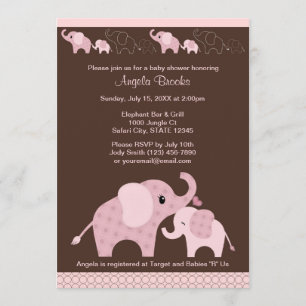 Baby shower rose ELEPHANT Invitation CE-P Kiss