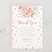 Baby shower rose et or Merci Cartes