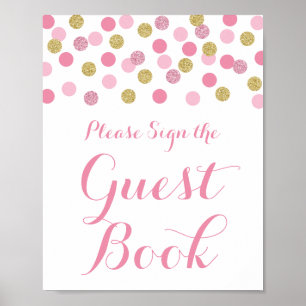 Baby shower rose et or Signer le livre d'or Signer