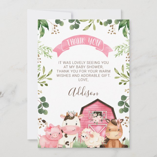 Baby shower rose Floral Farm Grange Carte de remer (Devant)