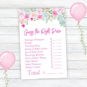 Baby shower rose floral fille devine le bon prix