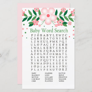 Baby shower rose Floral Word Recherche Jeu