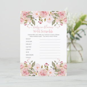 Baby shower rose Floral Word Scramble Carte de jeu