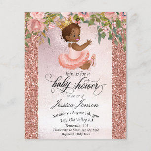 Baby shower Rose Gold African American Invitation