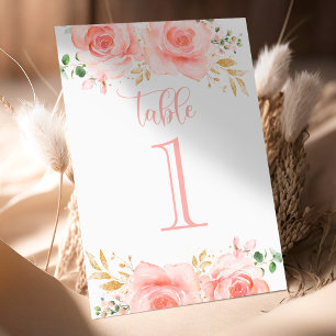 Baby shower Rose & Gold Girl Numéro de table