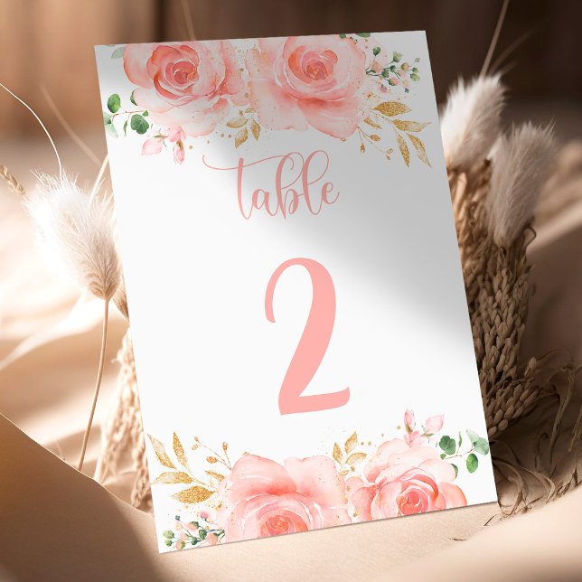 Baby shower Rose & Gold Girl Numéro de table (Créateur téléchargé)