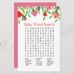 Baby shower rose Jeu de recherche de mots