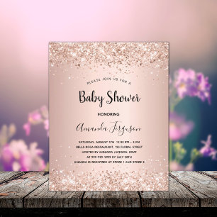 Baby shower rose or fille budget invitation