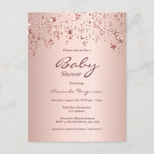 Baby shower rose or goutte étoiles invitation