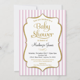Baby shower rose or Invitation Baby shower fille