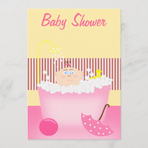 Baby shower rose Soudain Baignoire Invitation