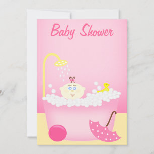 Baby shower rose Soudain Baignoire Invitation