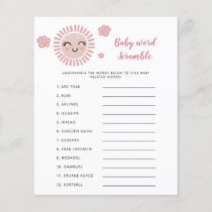 Baby shower rose Sunshine Word Scramble Jeu