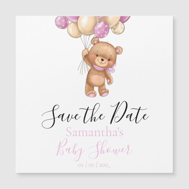 Baby shower rose Teddy Bear Balloon Enregistrer la (Devant)