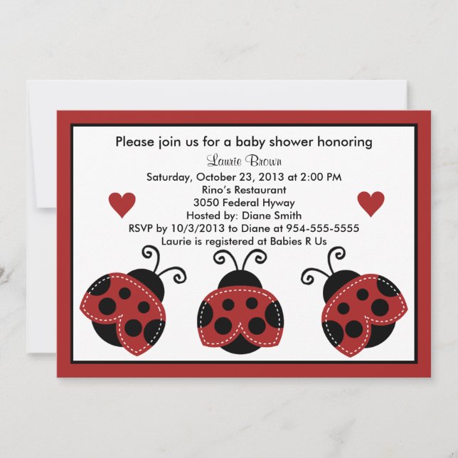 Baby shower rouge et noir Invitation si mignonne (Devant)