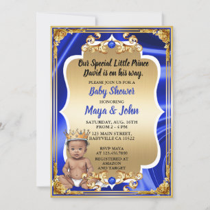 Baby shower Royal Invitation Peau plus foncée Tone