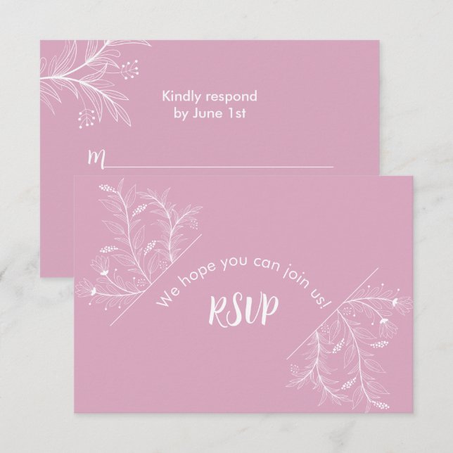 Baby shower RSVP rose Floral (Devant / Derrière)