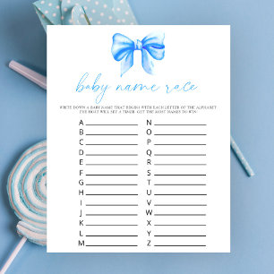 Baby shower ruban bleu - Jeu de course de noms de