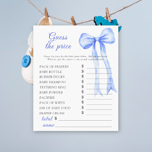 Baby shower ruban bleu - Jeu devinez le prix