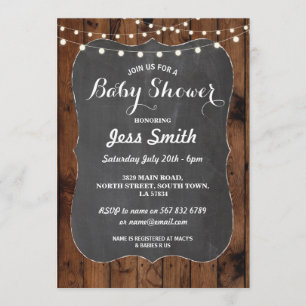Baby shower Rustic Chalk & Wood Invitation BBQ Par