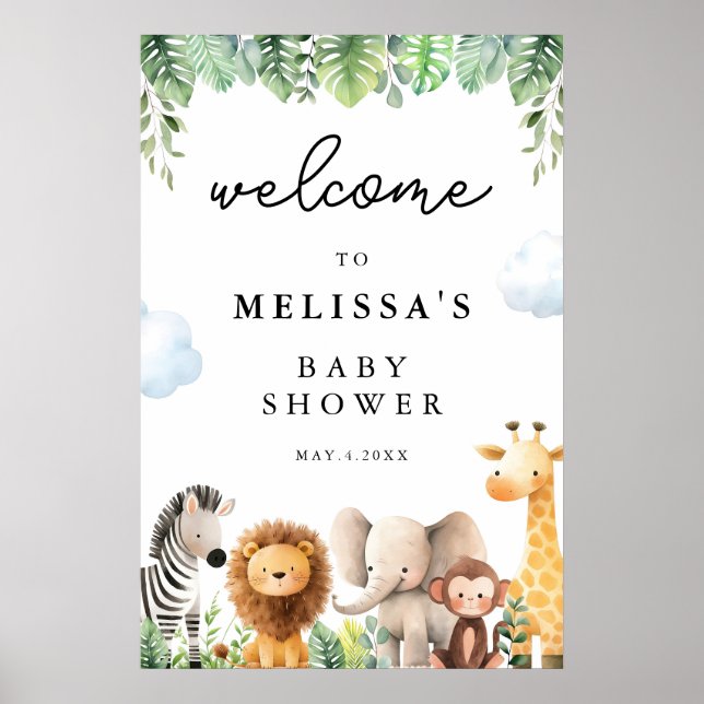 Baby shower Safari Affiche de bienvenue (Devant)