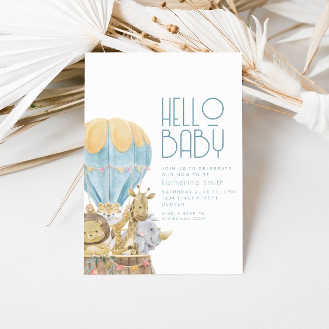 Baby shower Safari Animal Air Balloon Invitation (Créateur téléchargé)