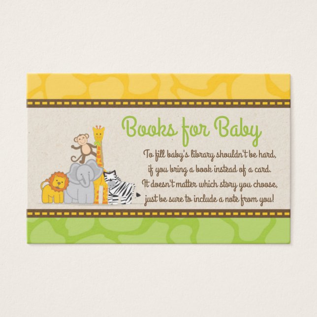 Baby shower Safari Apportez une carte de livre (Devant)