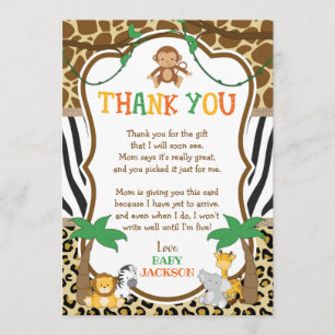 Baby shower Safari Carte de remerciements