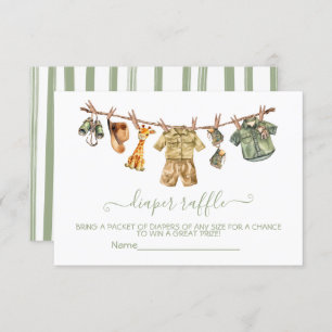 Baby shower Safari Clothesline Déchets Cartes Raff