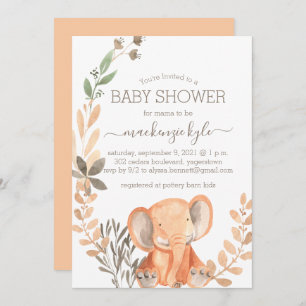 Baby shower Safari Elephant Boho Watercolor