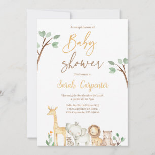 Baby shower Safari espagnol Invitation