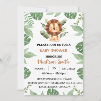 Baby shower safari garçon invitation