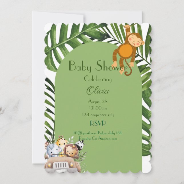 BABY SHOWER SAFARI GARY INVITATION (Devant)