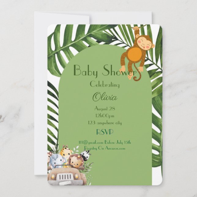 BABY SHOWER SAFARI GARY INVITATION (Devant)