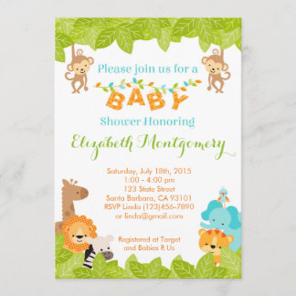 Baby shower Safari Invitation avec animaux