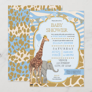 Baby shower Safari Invitation - Blue Boy