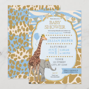 Baby shower Safari Invitation - (Boy Blue)