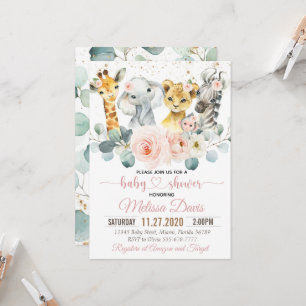 Baby shower Safari Invitation fille, jeune sauvage