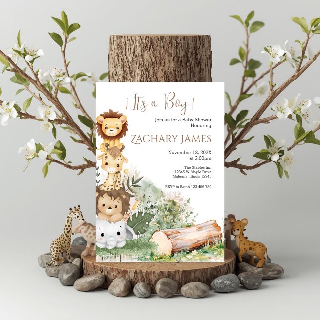 Baby shower Safari Invitation garçon (Créateur téléchargé)