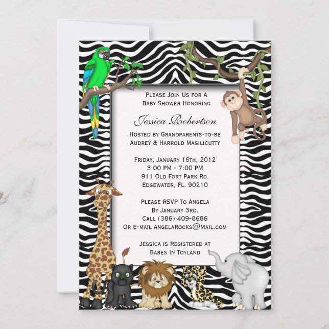 Baby shower Safari Jungle Invitation (Devant)