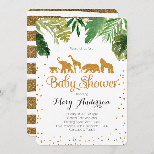 Baby shower Safari Jungle Invitation (Devant / Derrière)