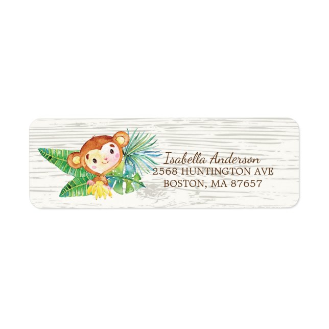 Baby shower Safari Jungle Monkey Étiquette de adre (Devant)