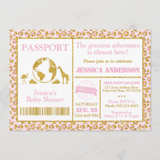 Baby shower Safari Passport Invitation