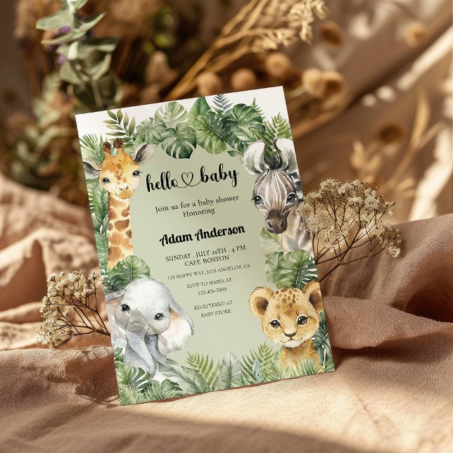 Baby shower Safari vert Invitation -Jungle Animal (Créateur téléchargé)