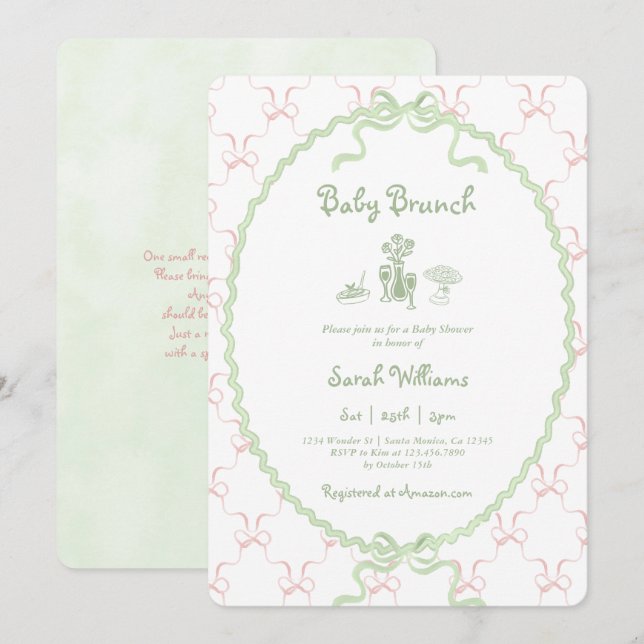 Baby shower Sage Brunch Invitation (Devant / Derrière)