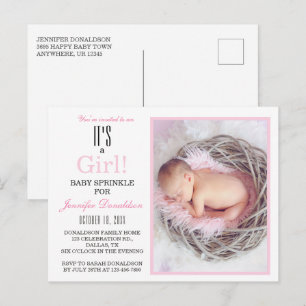 Baby shower Saupoudrer rose florale Invitation