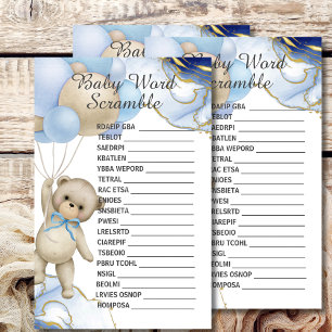 Baby shower Scramble Nous pouvons attendre bleu or