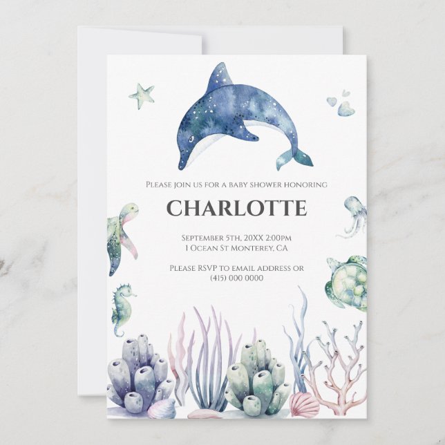 Baby shower Sea Life Invitation (Devant)